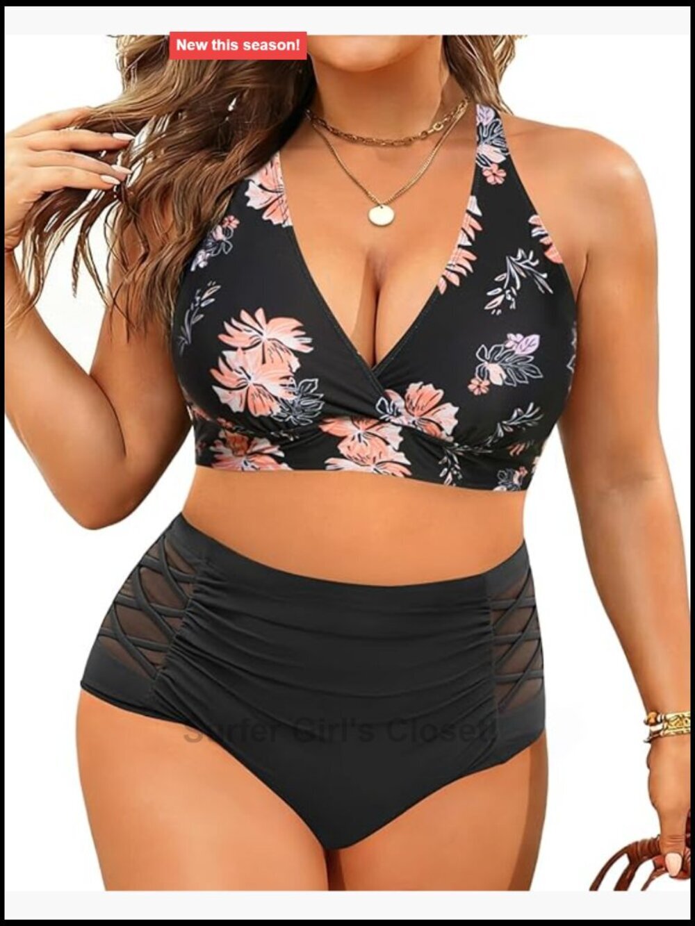 Plus Size High Waisted Bikini Set Tummy Control Swimwear Two Piece Bathing Suit